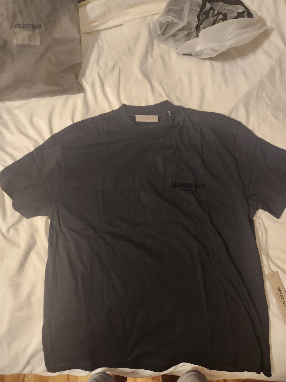Fear of God Essentials Black Short-Sleeve Logo T-Shirt